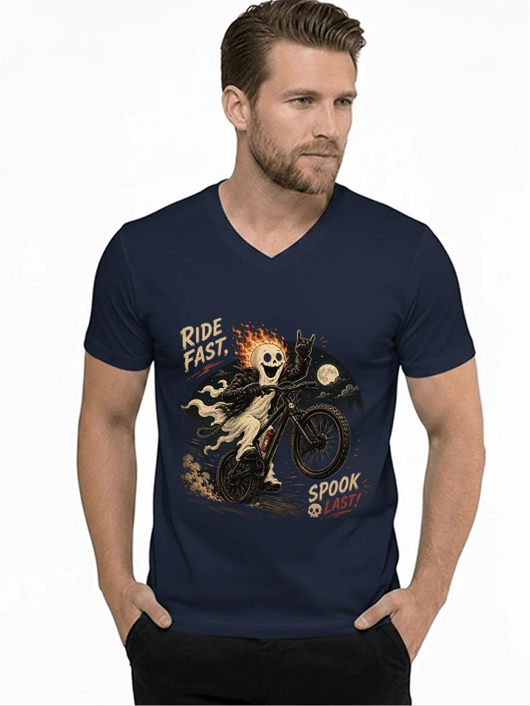 mtb gravel bike t shirt lustiges cooles halloween t shirt t shirt mit v ausschnitt navy