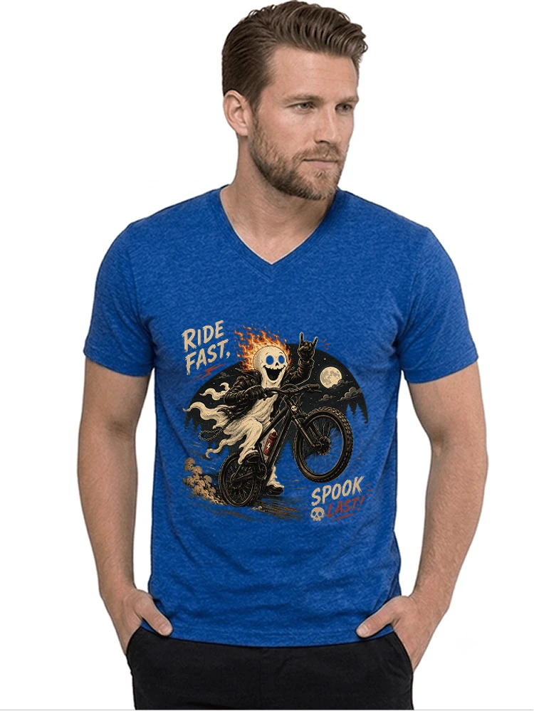 mtb gravel bike t shirt lustiges cooles halloween t shirt t shirt mit v ausschnitt royal blue