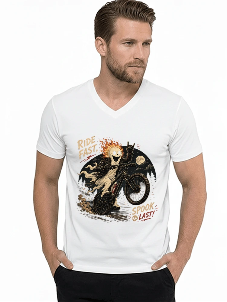 mtb gravel bike t shirt lustiges cooles halloween t shirt t shirt mit v ausschnitt white