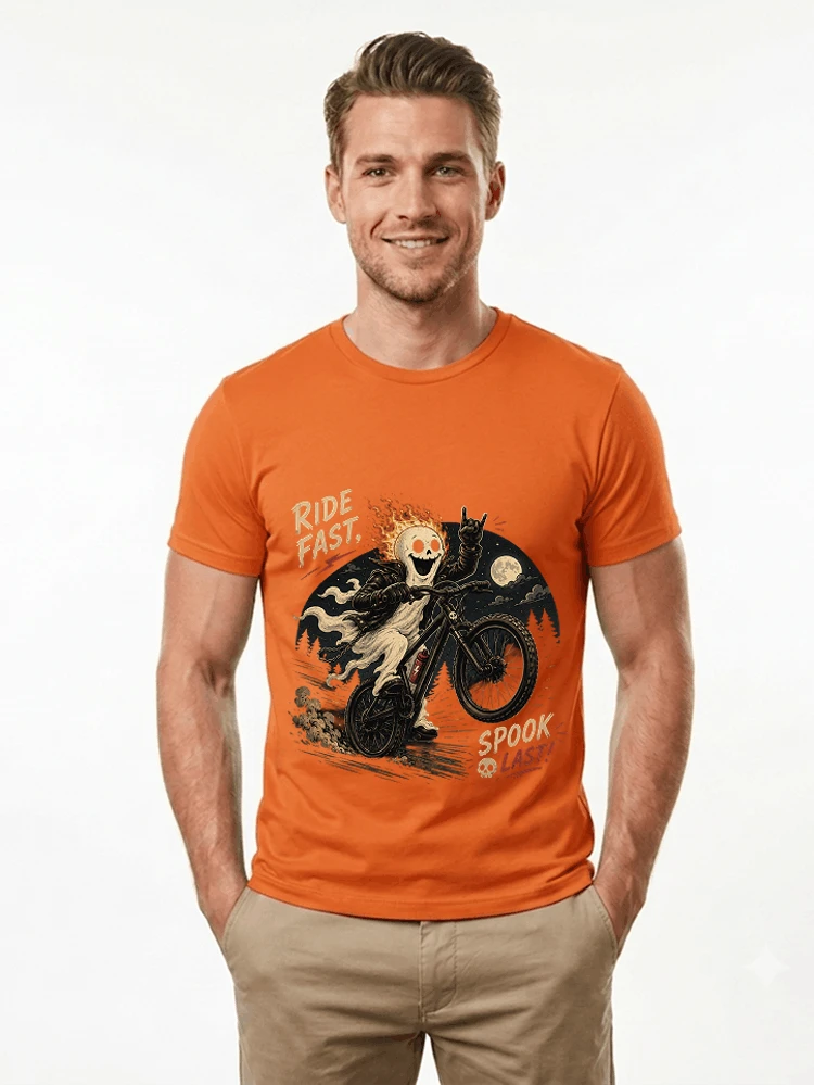 mtb gravel bike t shirt lustiges cooles halloween t shirt t shirt orange