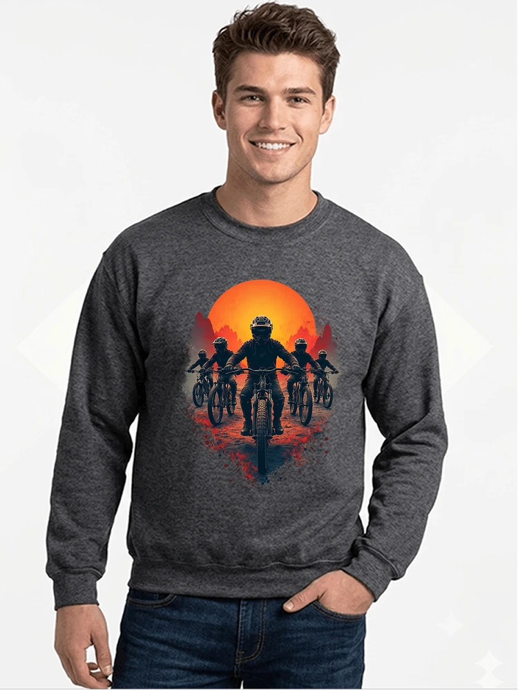 mtb team t shirt mountainbike gruppe geschenk fr biker sweatshirt mit rundhalsausschnitt anthracite melange
