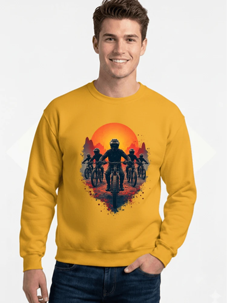 mtb team t shirt mountainbike gruppe geschenk fr biker sweatshirt mit rundhalsausschnitt gold