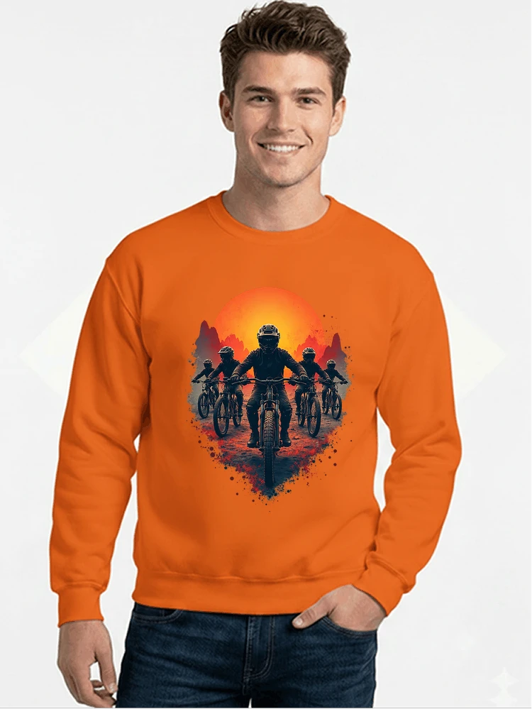 mtb team t shirt mountainbike gruppe geschenk fr biker sweatshirt mit rundhalsausschnitt orange