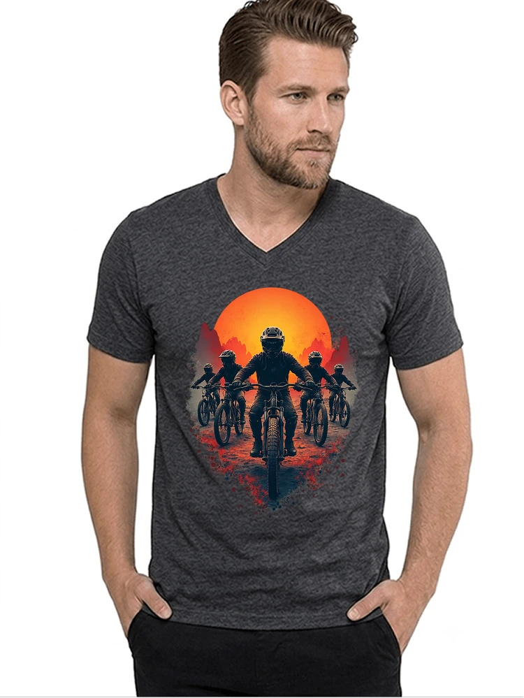 mtb team t shirt mountainbike gruppe geschenk fr biker t shirt mit v ausschnitt anthracite melange