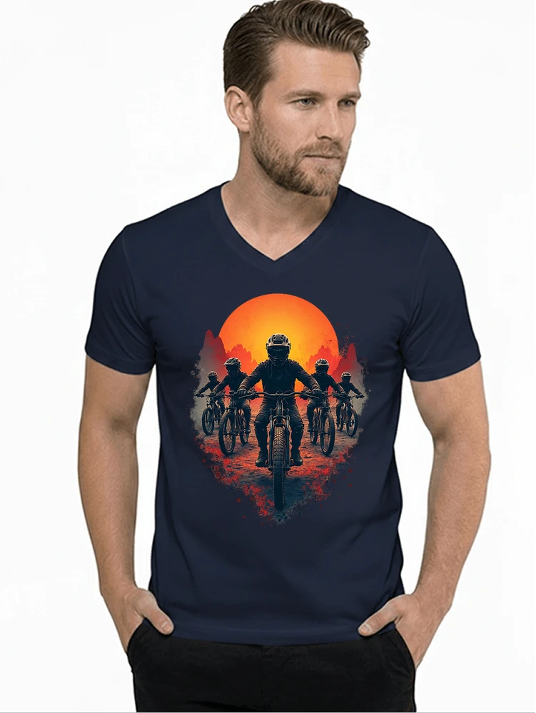 mtb team t shirt mountainbike gruppe geschenk fr biker t shirt mit v ausschnitt navy