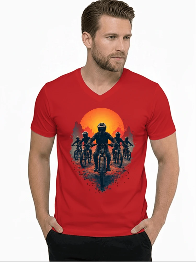 mtb team t shirt mountainbike gruppe geschenk fr biker t shirt mit v ausschnitt red