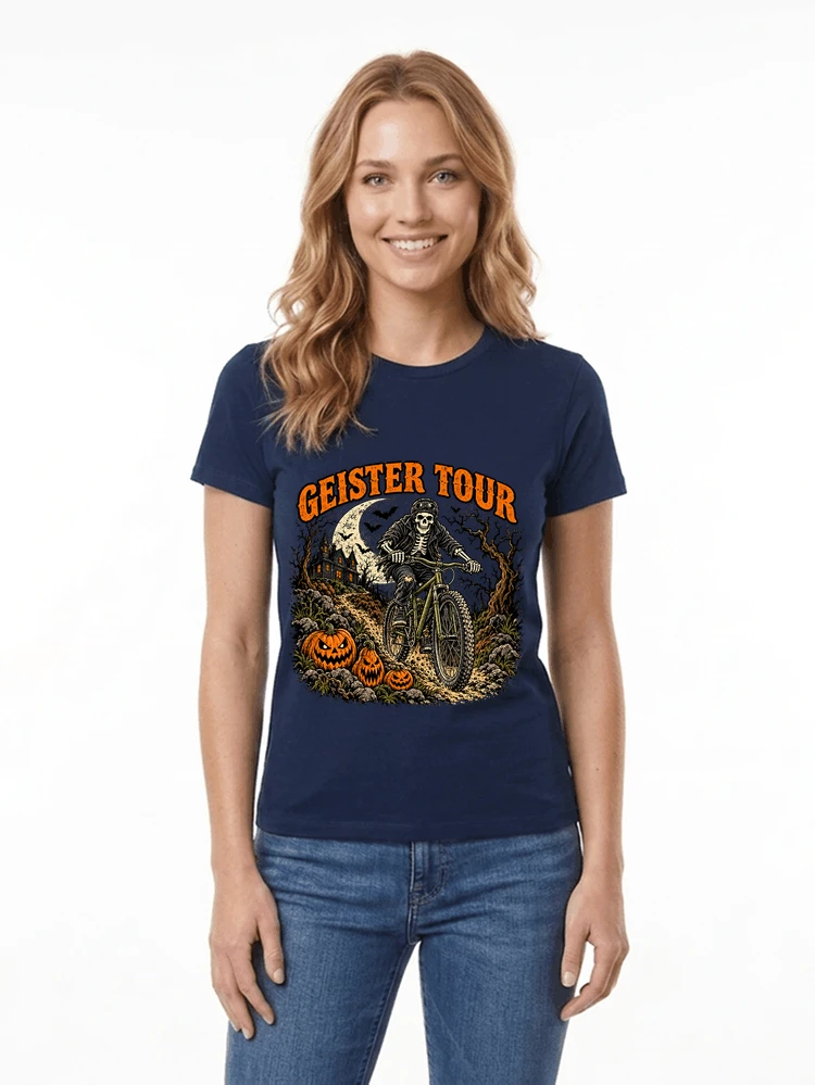 offroad skelett biker halloween t shirt mtb radsport geschenk damen t shirt navy