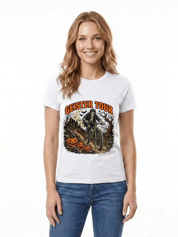 offroad skelett biker halloween t shirt mtb radsport geschenk damen t shirt white