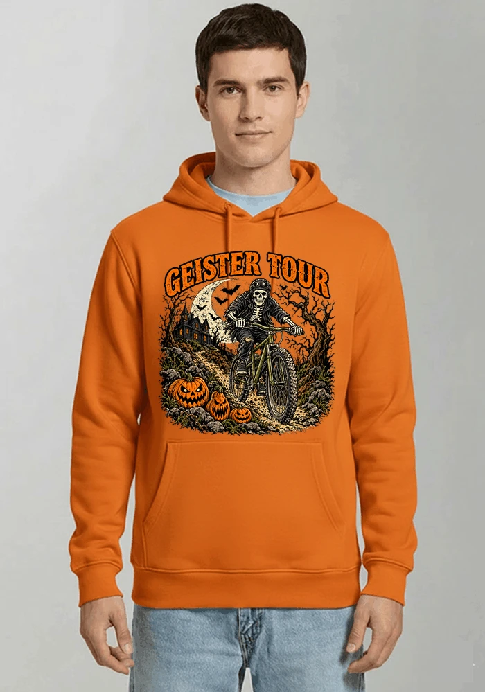 offroad skelett biker halloween t shirt mtb radsport geschenk kapuzenpullover orange