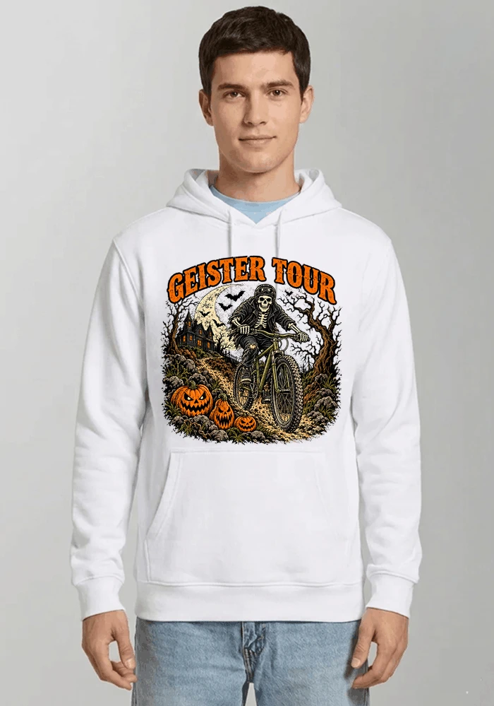 offroad skelett biker halloween t shirt mtb radsport geschenk kapuzenpullover white