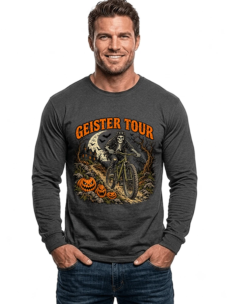 offroad skelett biker halloween t shirt mtb radsport geschenk langarmshirt anthracite melange