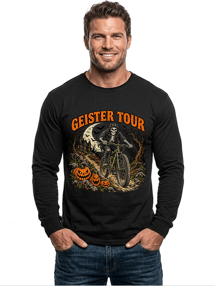 offroad skelett biker halloween t shirt mtb radsport geschenk langarmshirt black