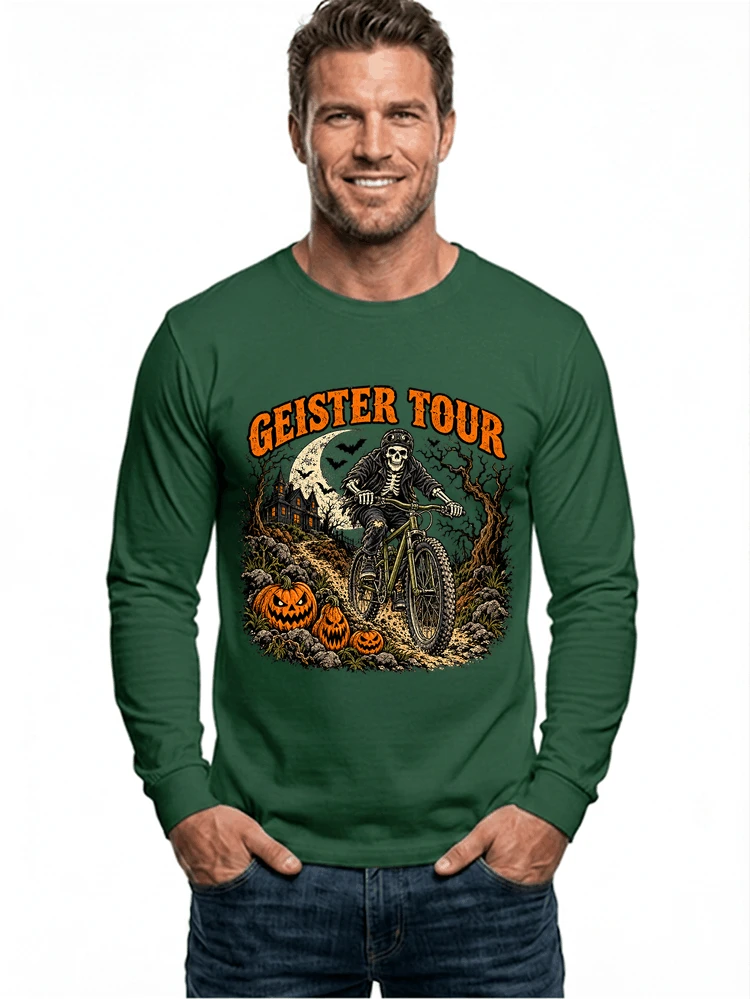 offroad skelett biker halloween t shirt mtb radsport geschenk langarmshirt forest green
