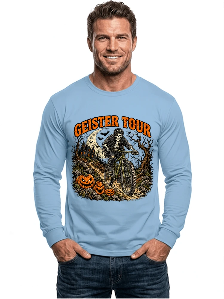offroad skelett biker halloween t shirt mtb radsport geschenk langarmshirt light blue