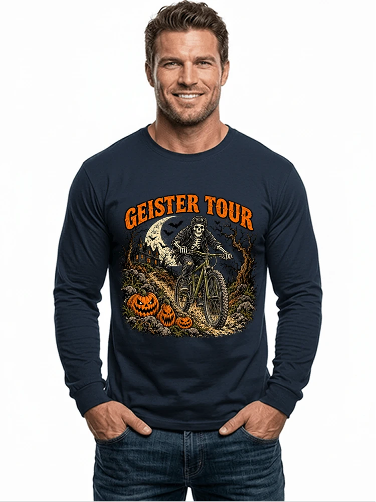 offroad skelett biker halloween t shirt mtb radsport geschenk langarmshirt navy
