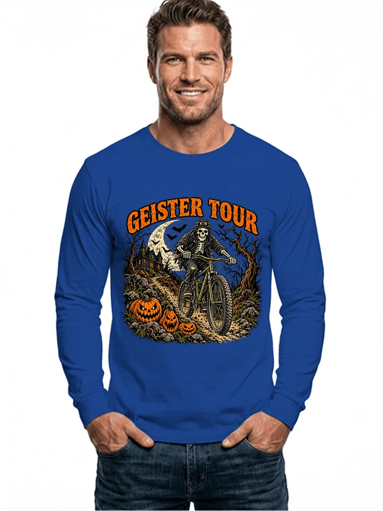 offroad skelett biker halloween t shirt mtb radsport geschenk langarmshirt royal blue