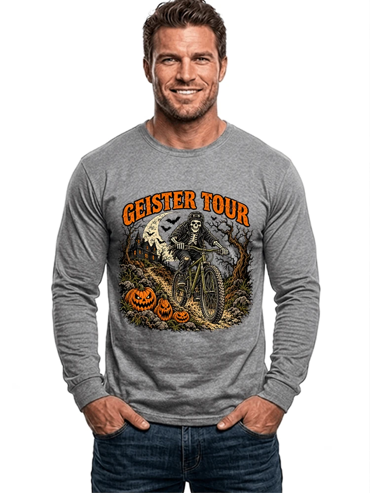 offroad skelett biker halloween t shirt mtb radsport geschenk langarmshirt sport grey