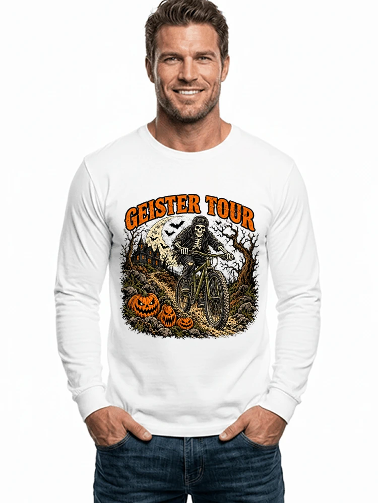 offroad skelett biker halloween t shirt mtb radsport geschenk langarmshirt white