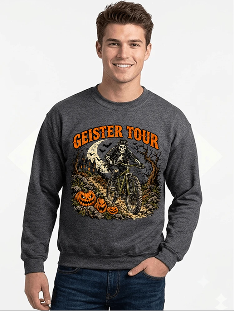 offroad skelett biker halloween t shirt mtb radsport geschenk sweatshirt mit rundhalsausschnitt anthracite melange