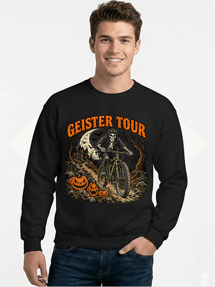 offroad skelett biker halloween t shirt mtb radsport geschenk sweatshirt mit rundhalsausschnitt black