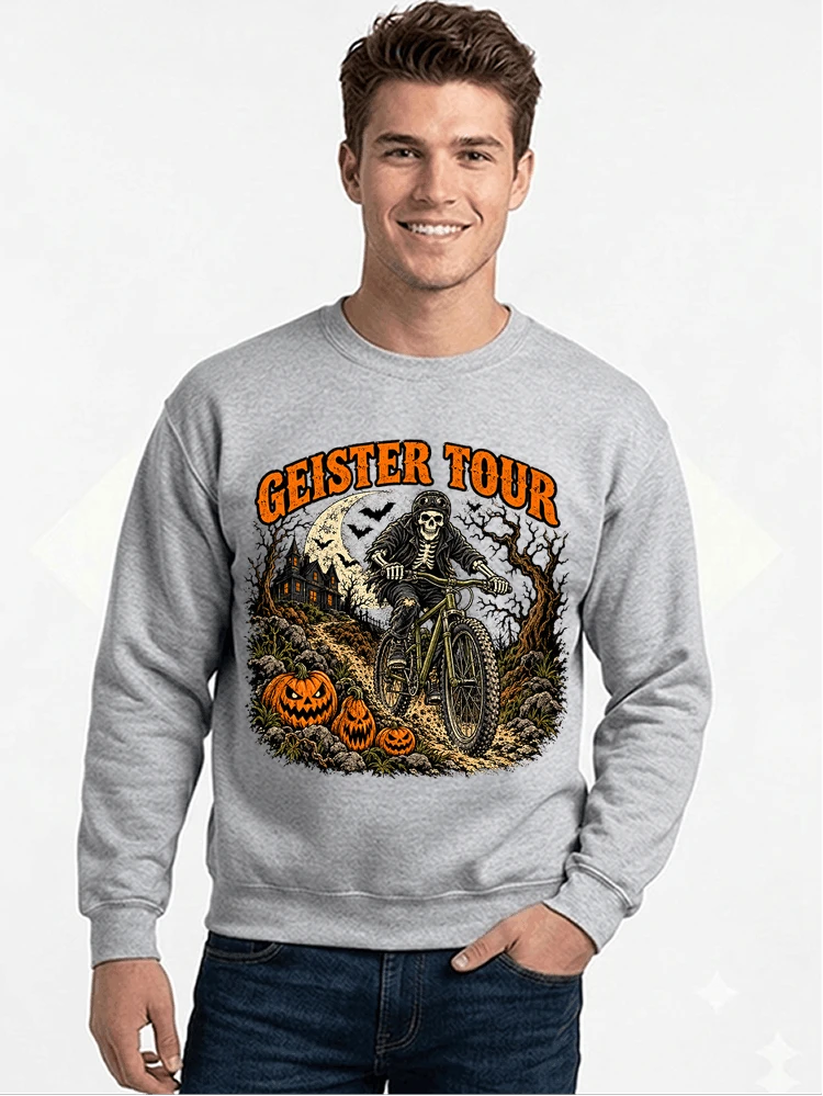 offroad skelett biker halloween t shirt mtb radsport geschenk sweatshirt mit rundhalsausschnitt sport grey