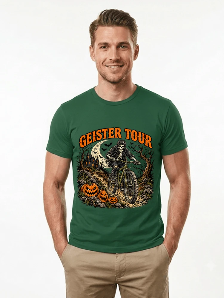 offroad skelett biker halloween t shirt mtb radsport geschenk t shirt forest green