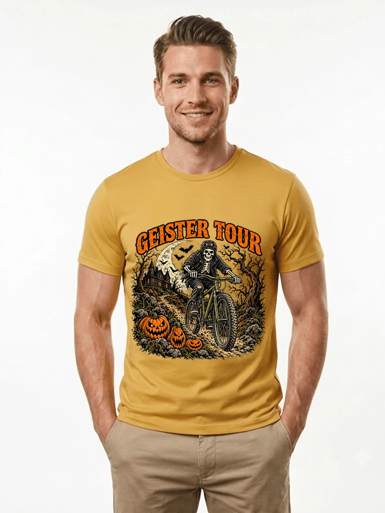 offroad skelett biker halloween t shirt mtb radsport geschenk t shirt gold