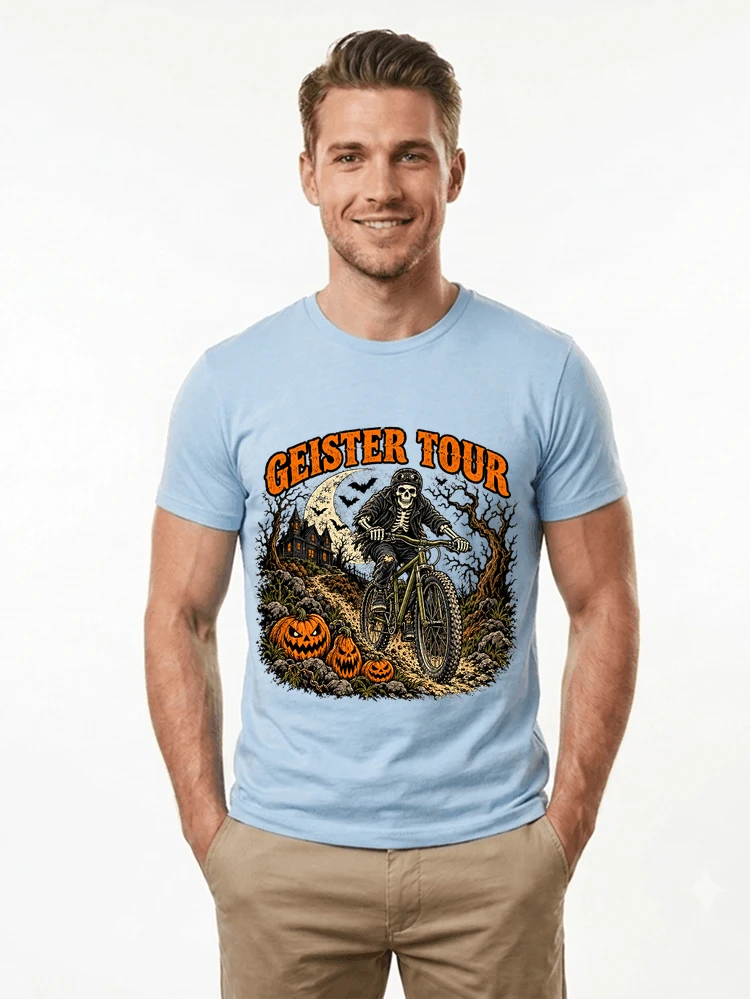 offroad skelett biker halloween t shirt mtb radsport geschenk t shirt light blue