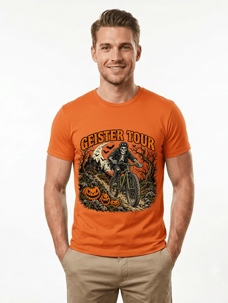 offroad skelett biker halloween t shirt mtb radsport geschenk t shirt orange