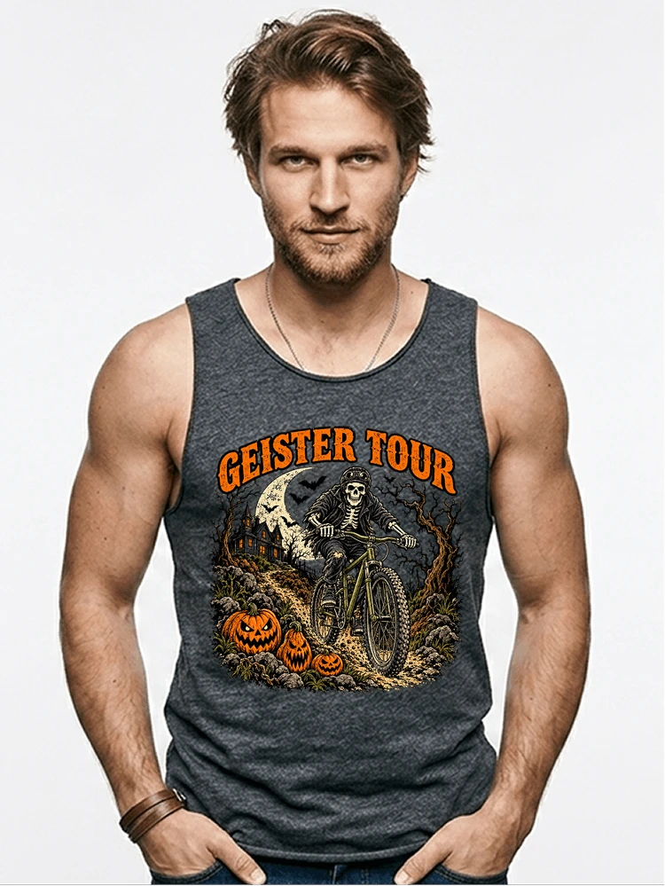 offroad skelett biker halloween t shirt mtb radsport geschenk tanktop anthracite melange