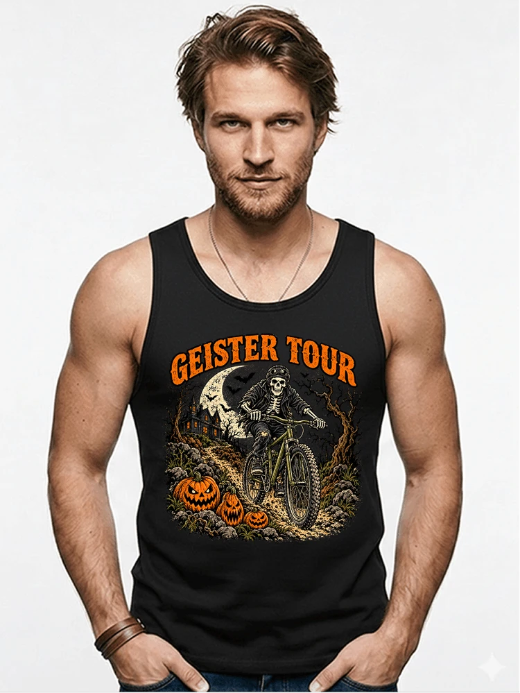 offroad skelett biker halloween t shirt mtb radsport geschenk tanktop black