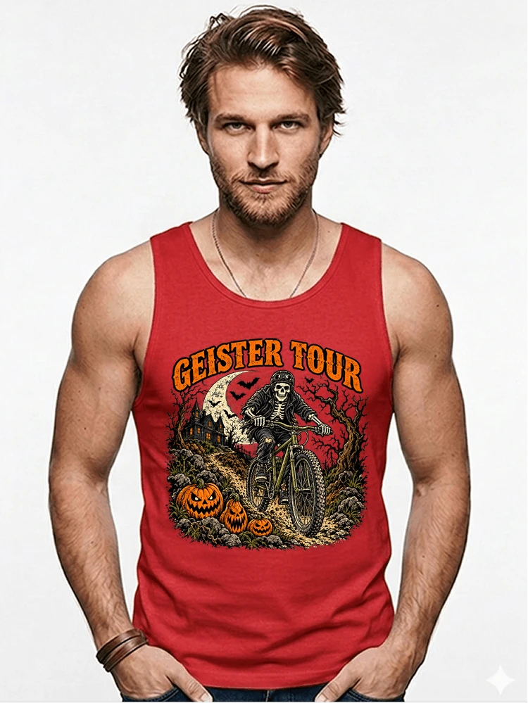 offroad skelett biker halloween t shirt mtb radsport geschenk tanktop red