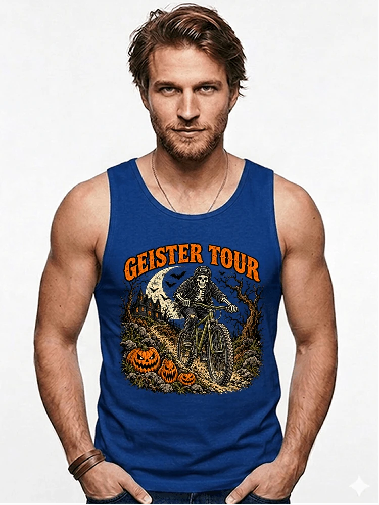 offroad skelett biker halloween t shirt mtb radsport geschenk tanktop royal blue