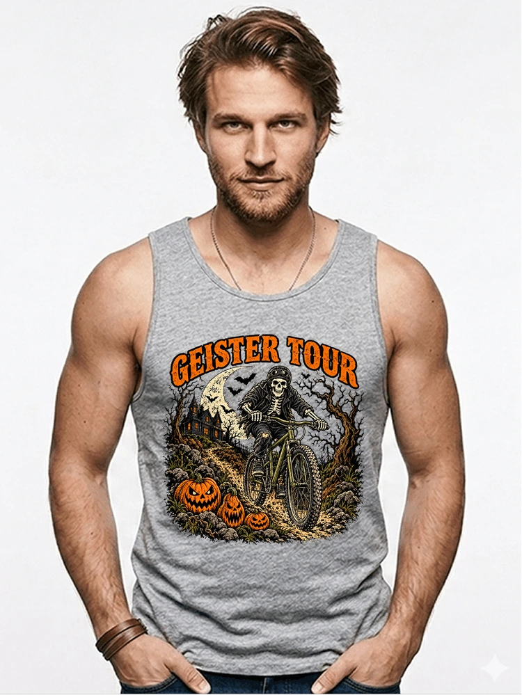 offroad skelett biker halloween t shirt mtb radsport geschenk tanktop sport grey