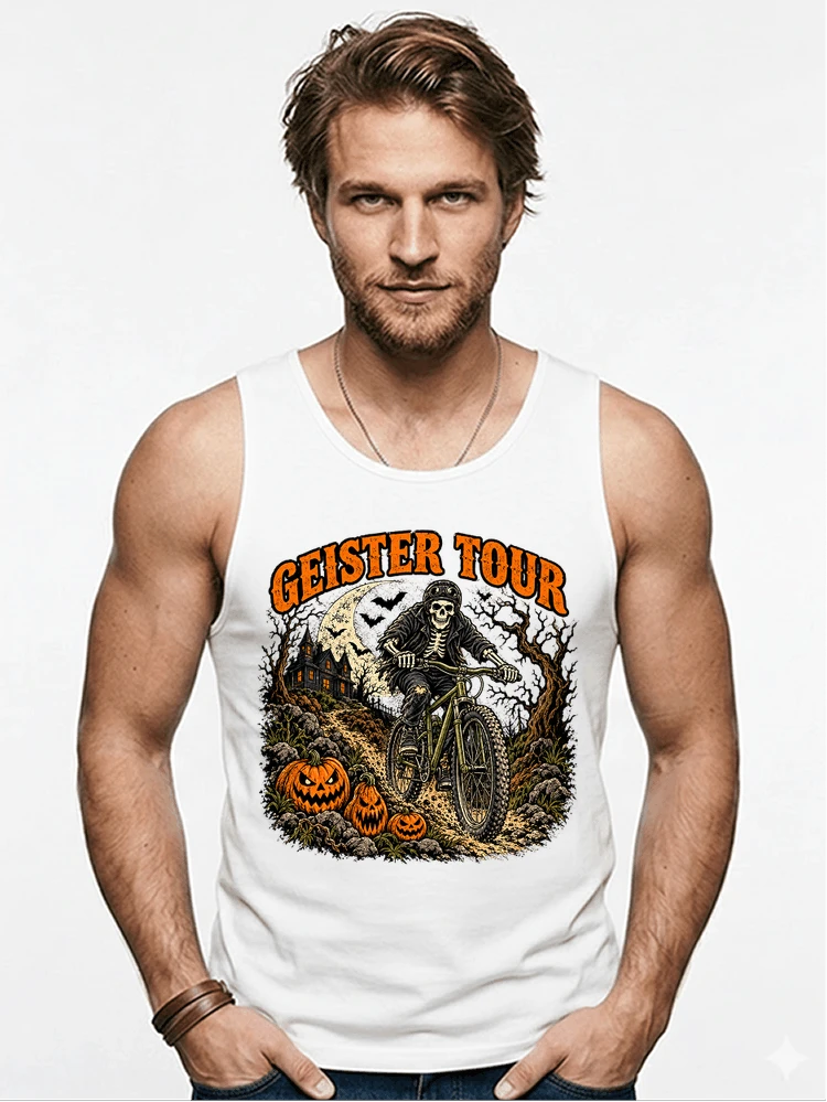 offroad skelett biker halloween t shirt mtb radsport geschenk tanktop white