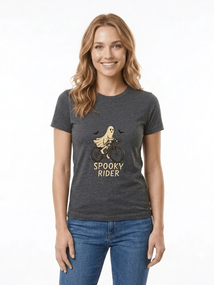 rennrad shirt spooky rider fahrrad t shirt halloween damen t shirt anthracite melange