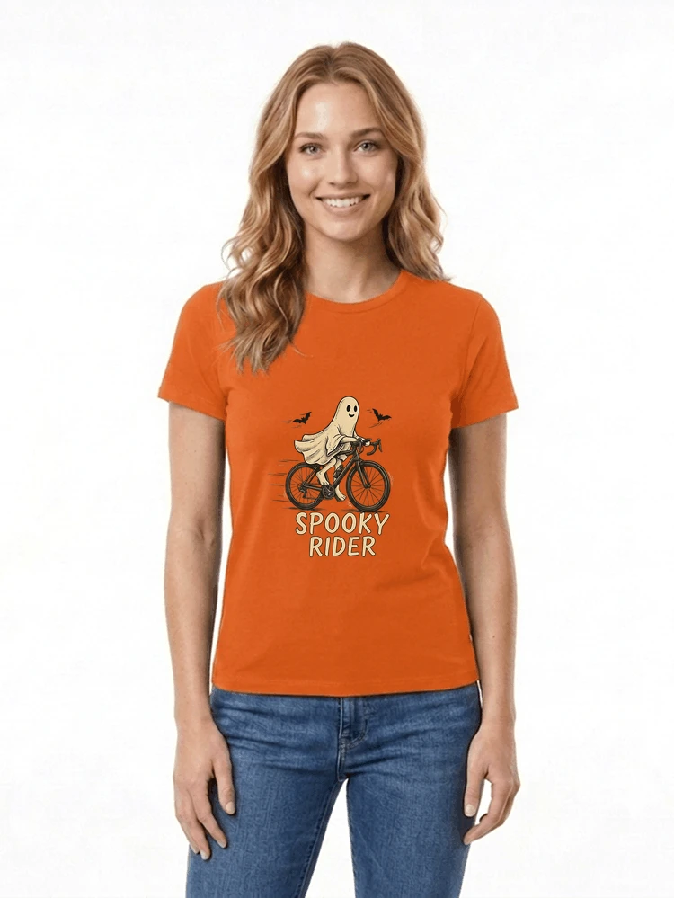 rennrad shirt spooky rider fahrrad t shirt halloween damen t shirt orange