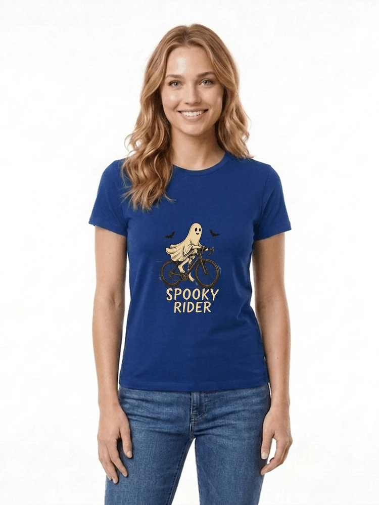 rennrad shirt spooky rider fahrrad t shirt halloween damen t shirt royal blue