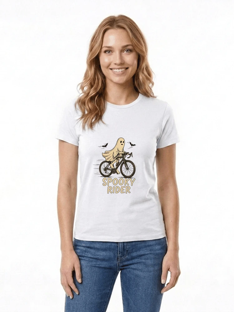 rennrad shirt spooky rider fahrrad t shirt halloween damen t shirt white