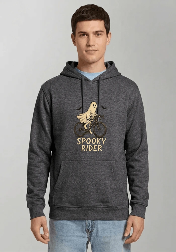 rennrad shirt spooky rider fahrrad t shirt halloween kapuzenpullover anthracite melange
