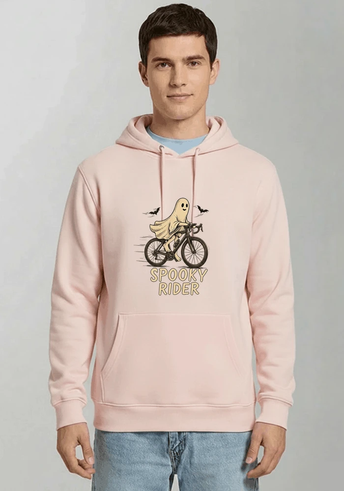 rennrad shirt spooky rider fahrrad t shirt halloween kapuzenpullover light pink