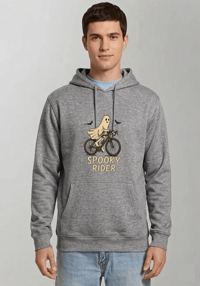 rennrad shirt spooky rider fahrrad t shirt halloween kapuzenpullover sport grey