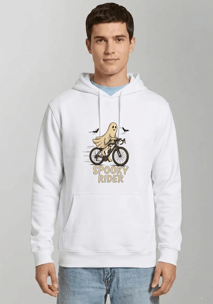 rennrad shirt spooky rider fahrrad t shirt halloween kapuzenpullover white