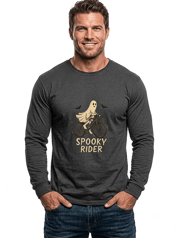 rennrad shirt spooky rider fahrrad t shirt halloween langarmshirt anthracite melange