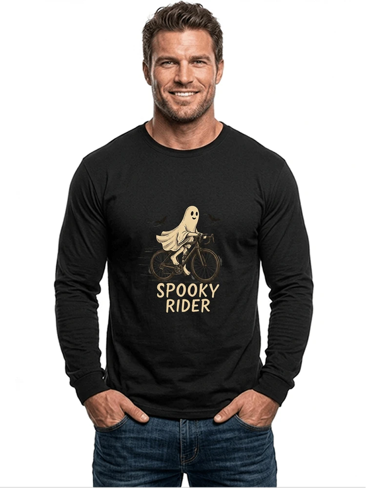 rennrad shirt spooky rider fahrrad t shirt halloween langarmshirt black