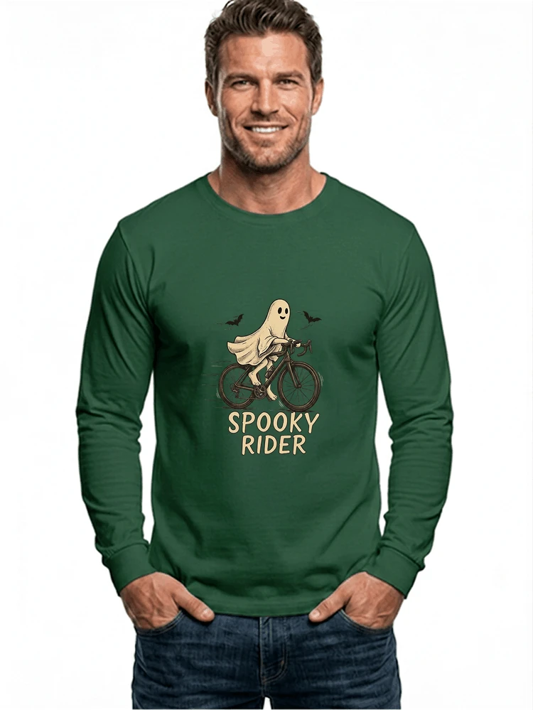 rennrad shirt spooky rider fahrrad t shirt halloween langarmshirt forest green
