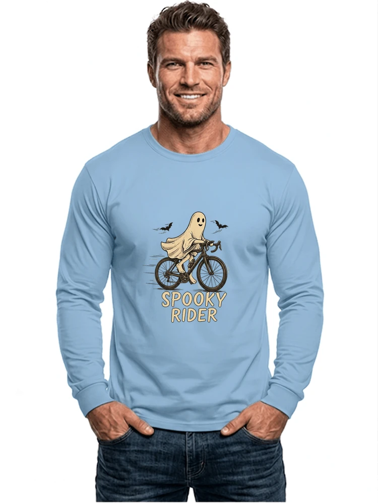 rennrad shirt spooky rider fahrrad t shirt halloween langarmshirt light blue