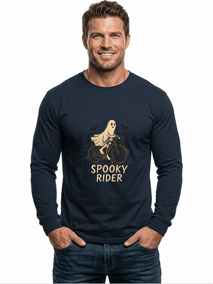 rennrad shirt spooky rider fahrrad t shirt halloween langarmshirt navy