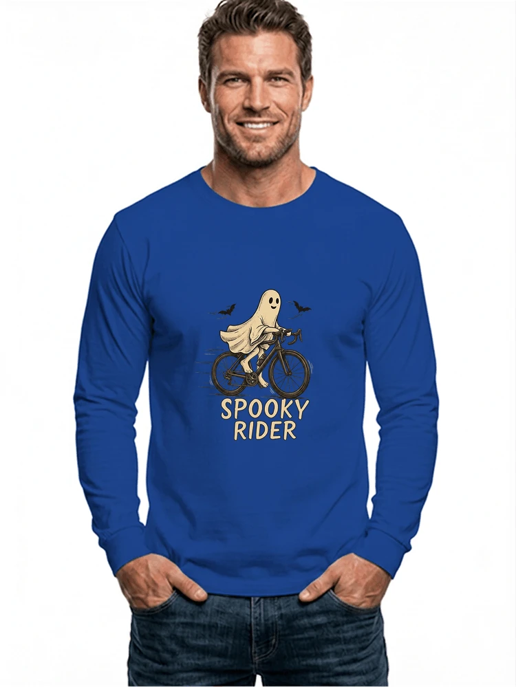 rennrad shirt spooky rider fahrrad t shirt halloween langarmshirt royal blue