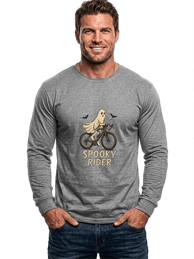 rennrad shirt spooky rider fahrrad t shirt halloween langarmshirt sport grey
